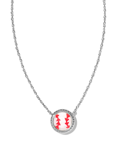 Silver View. Kendra Scott Baseball Short Pendant Necklace Ivory Mother Of Pearl-Necklaces-Kendra Scott-Market Street Nest, Fashionable Clothing, Shoes and Home Décor Located in Mabank, TX