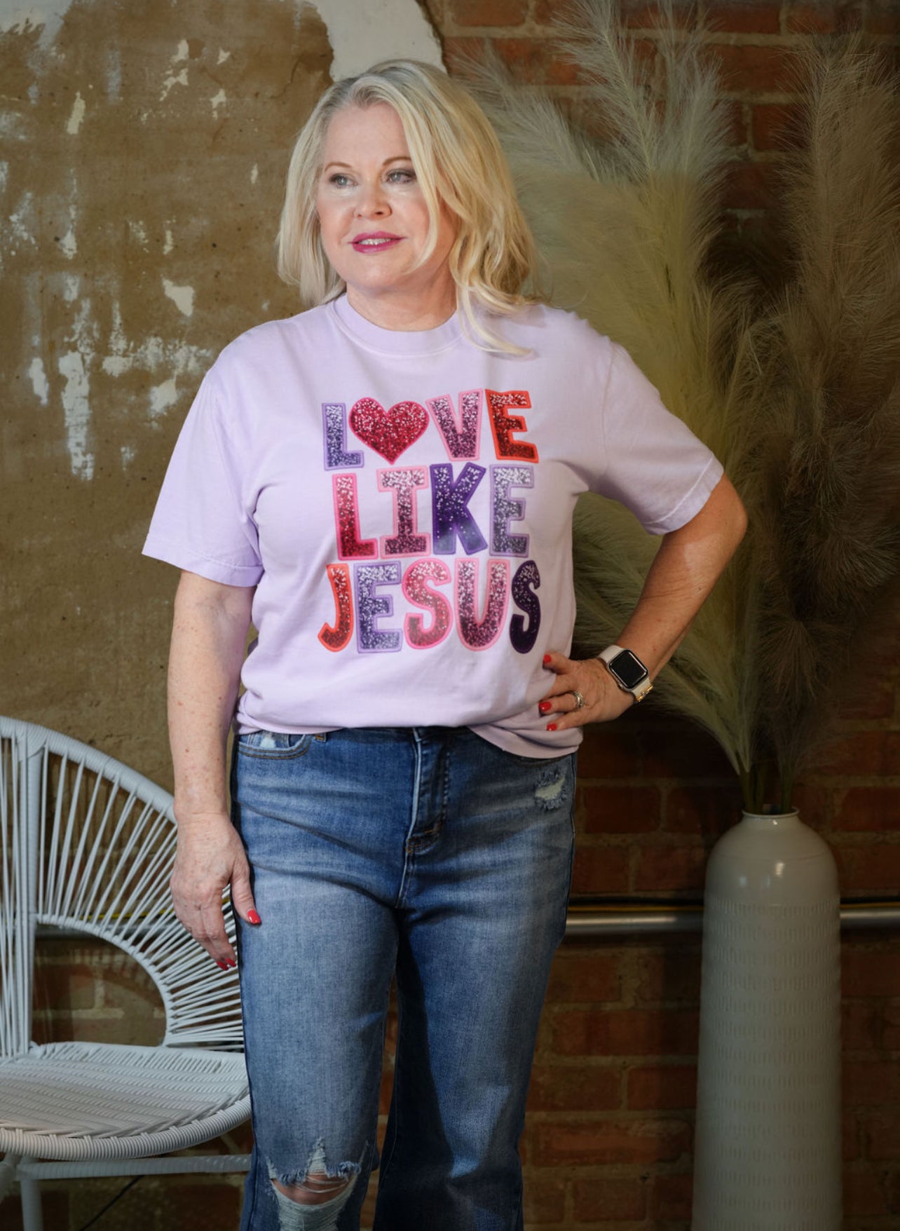 Front View. Love Like Jesus Tee-Tops-Dash Forward-Market Street Nest, Fashionable Clothing, Shoes and Home Décor Located in Mabank, TX