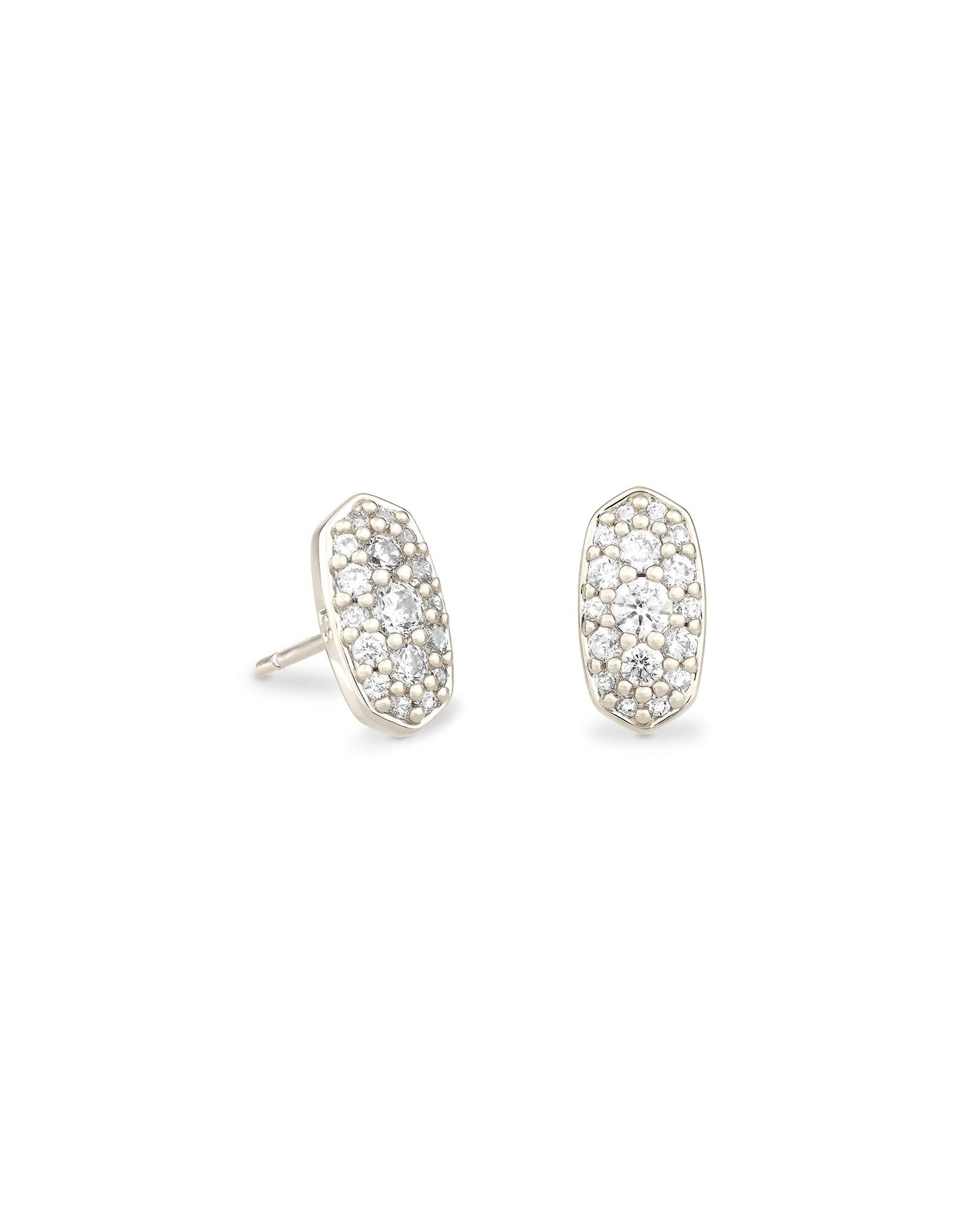 Kendra Scott Grayson Silver Stud Earrings in White Crystal-Earrings-Kendra Scott-Market Street Nest, Fashionable Clothing, Shoes and Home Décor Located in Mabank, TX