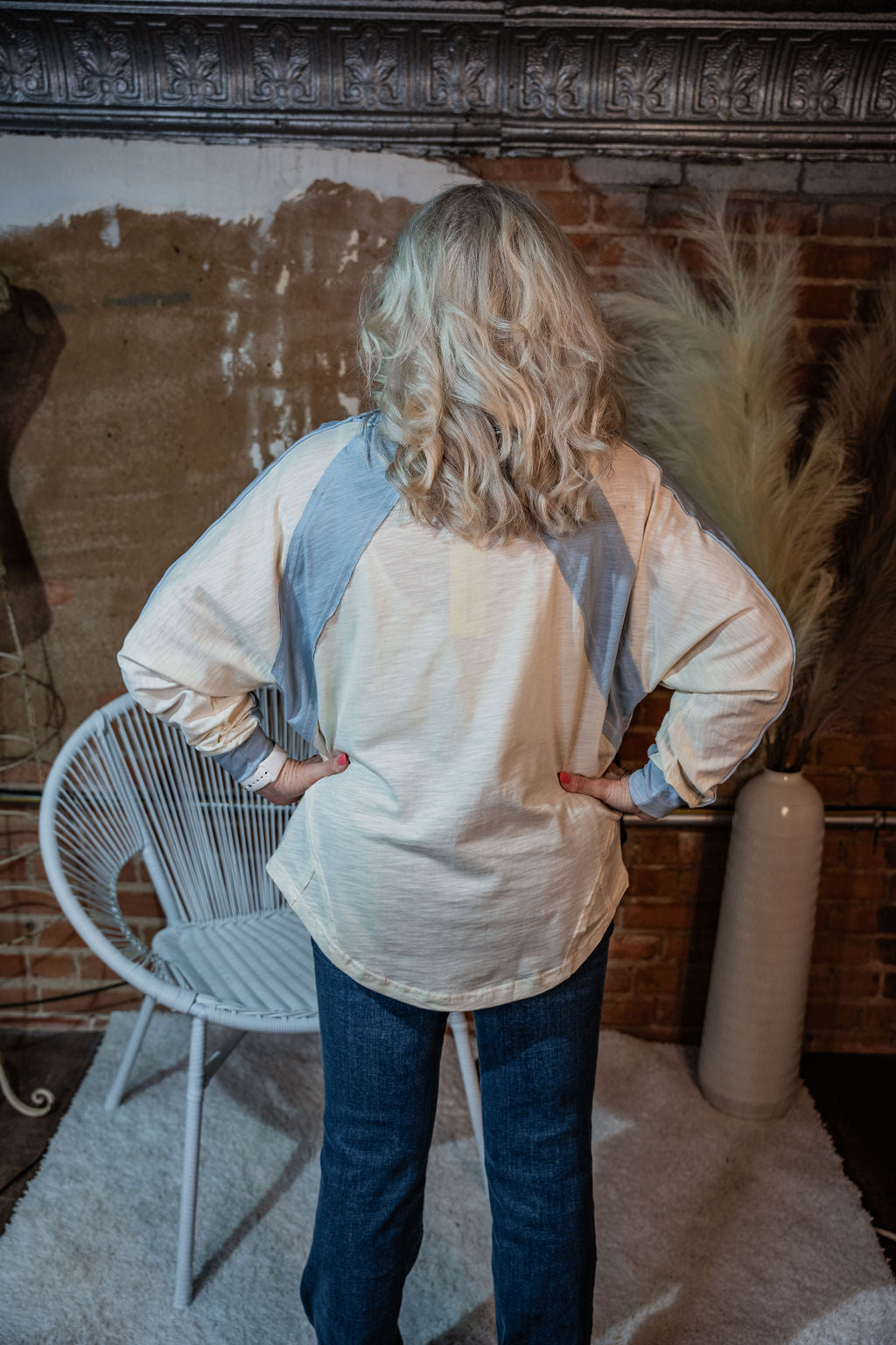 Sunday Morning Contrast Detail Long Sleeve Top in Cream/Cloud-Tops-Before You Collection-Market Street Nest, Fashionable Clothing, Shoes and Home Décor Located in Mabank, TX