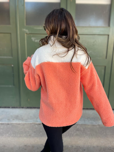 PREORDER: Half Zip Fleece Pullover in Sherbet-Womens-Ave Shops-Market Street Nest, Fashionable Clothing, Shoes and Home Décor Located in Mabank, TX