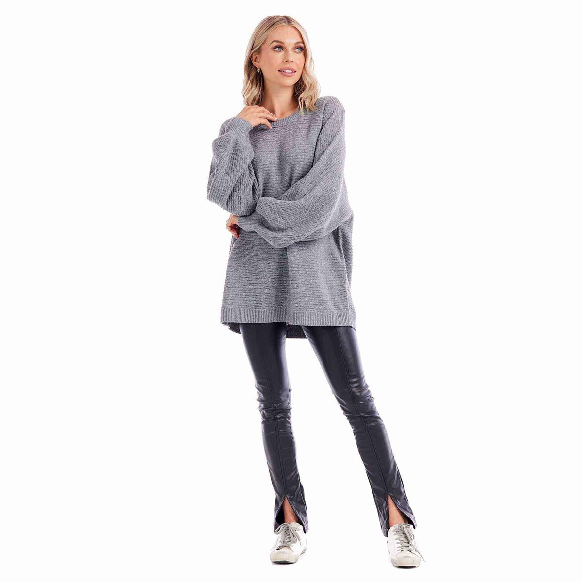 Gray View. Levi Sweater - One Size-Tops-Mud Pie-Market Street Nest, Fashionable Clothing, Shoes and Home Décor Located in Mabank, TX