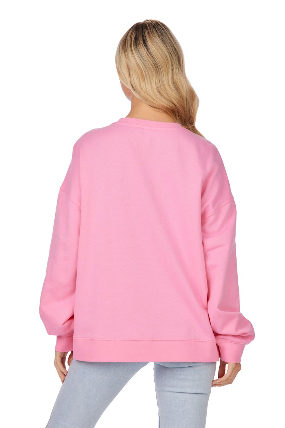 Back View. Pink Candy Cane Sparkle Sweatshirt-Tops-Mud Pie-Market Street Nest, Fashionable Clothing, Shoes and Home Décor Located in Mabank, TX