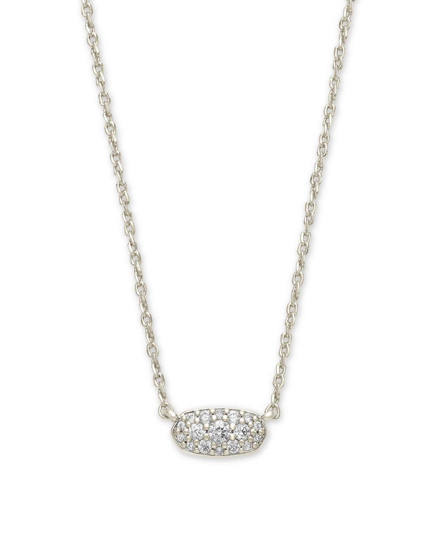 Kendra Scott Grayson Silver Pendant Necklace in White Crystal-Necklaces-Kendra Scott-Market Street Nest, Fashionable Clothing, Shoes and Home Décor Located in Mabank, TX