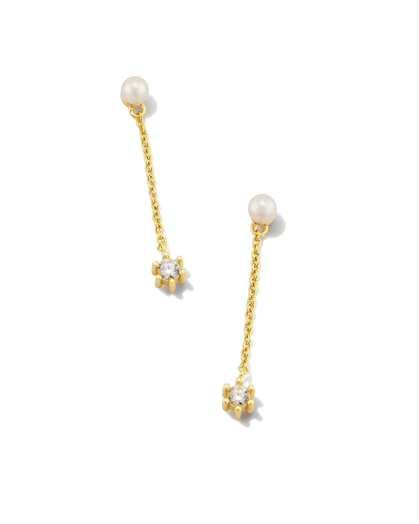 Kendra Scott Leighton Pearl Linear Earrings Gold White Pearl-Earrings-Kendra Scott-Market Street Nest, Fashionable Clothing, Shoes and Home Décor Located in Mabank, TX