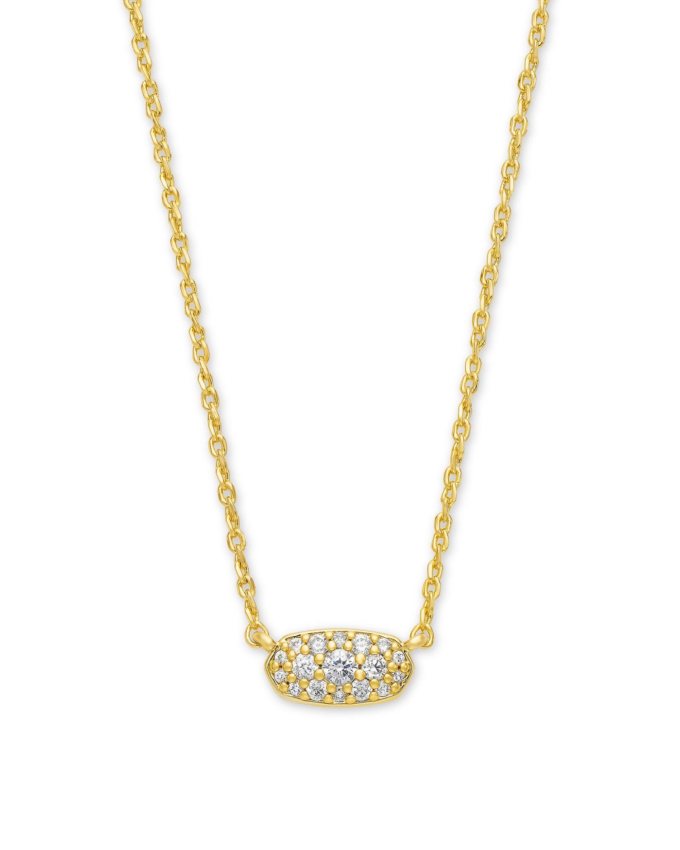 Kendra Scott Grayson Gold Pendant Necklace in White Crystal-Necklaces-Kendra Scott-Market Street Nest, Fashionable Clothing, Shoes and Home Décor Located in Mabank, TX