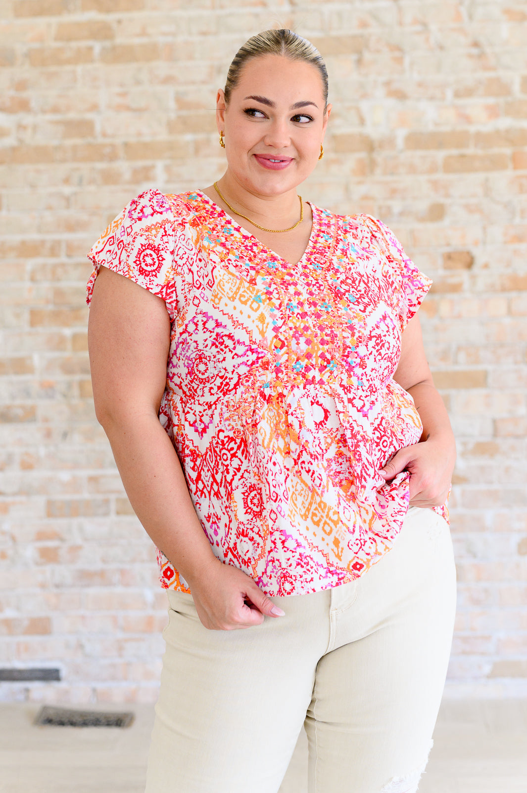 A Matter of Time Flutter Sleeve Top in Multi-Tops-Ave Shops-Market Street Nest, Fashionable Clothing, Shoes and Home Décor Located in Mabank, TX