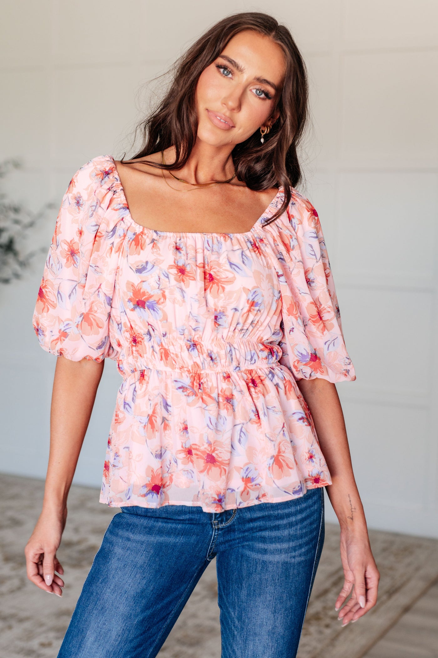 A Powerful Force Square Neck Balloon Sleeve Blouse-Tops-Ave Shops-Market Street Nest, Fashionable Clothing, Shoes and Home Décor Located in Mabank, TX