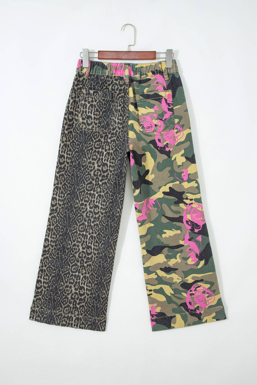 Abstract Camo Print Leopard Patchwork Straight Leg Jeans-66DISCO-Market Street Nest, Fashionable Clothing, Shoes and Home Décor Located in Mabank, TX