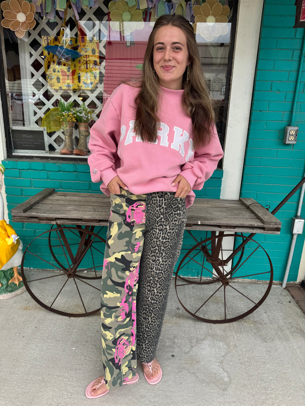 Abstract Camo Print Leopard Patchwork Straight Leg Jeans-09-Bottoms-66DISCO-Market Street Nest, Fashionable Clothing, Shoes and Home Décor Located in Mabank, TX