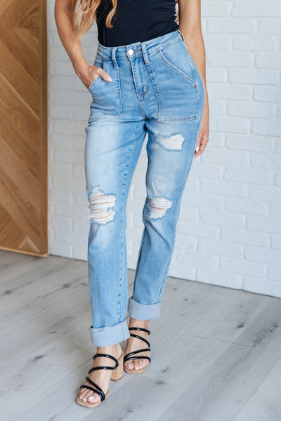 Aiden High Rise Patch Pocket Distressed Boyfriend Jeans-Womens-Ave Shops-Market Street Nest, Fashionable Clothing, Shoes and Home Décor Located in Mabank, TX