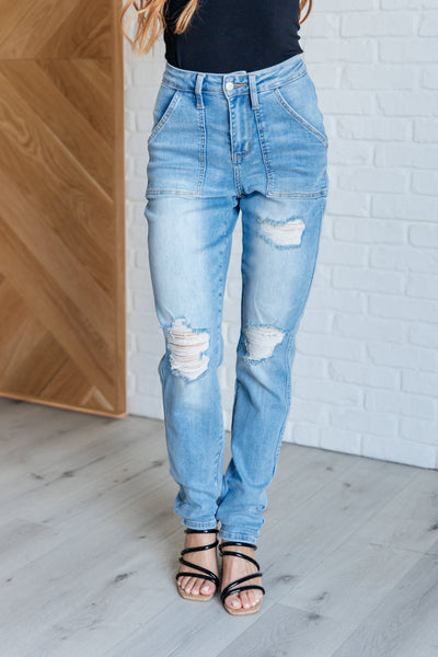 Aiden High Rise Patch Pocket Distressed Boyfriend Jeans-Womens-Ave Shops-Market Street Nest, Fashionable Clothing, Shoes and Home Décor Located in Mabank, TX