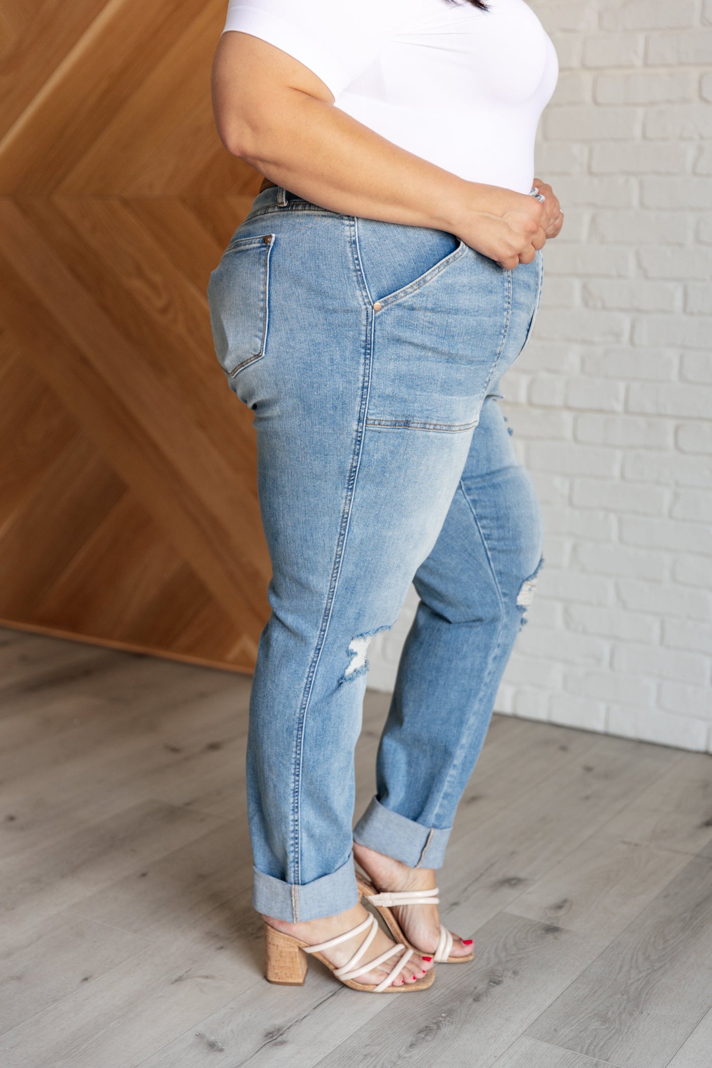 Aiden High Rise Patch Pocket Distressed Boyfriend Jeans-Womens-Ave Shops-Market Street Nest, Fashionable Clothing, Shoes and Home Décor Located in Mabank, TX