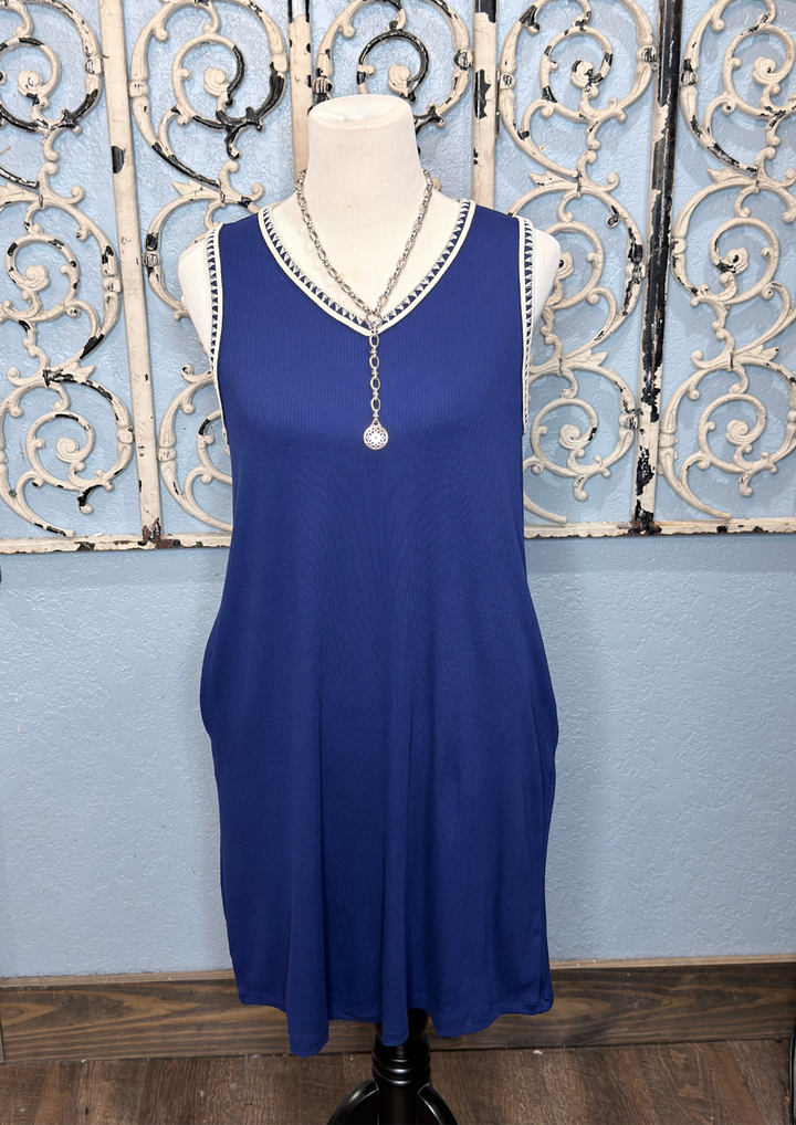 Airloom Trim Detail Mini Tank Dress-10-Dresses, Rompers &amp; Sets-Avenue Shops-Market Street Nest, Fashionable Clothing, Shoes and Home Décor Located in Mabank, TX