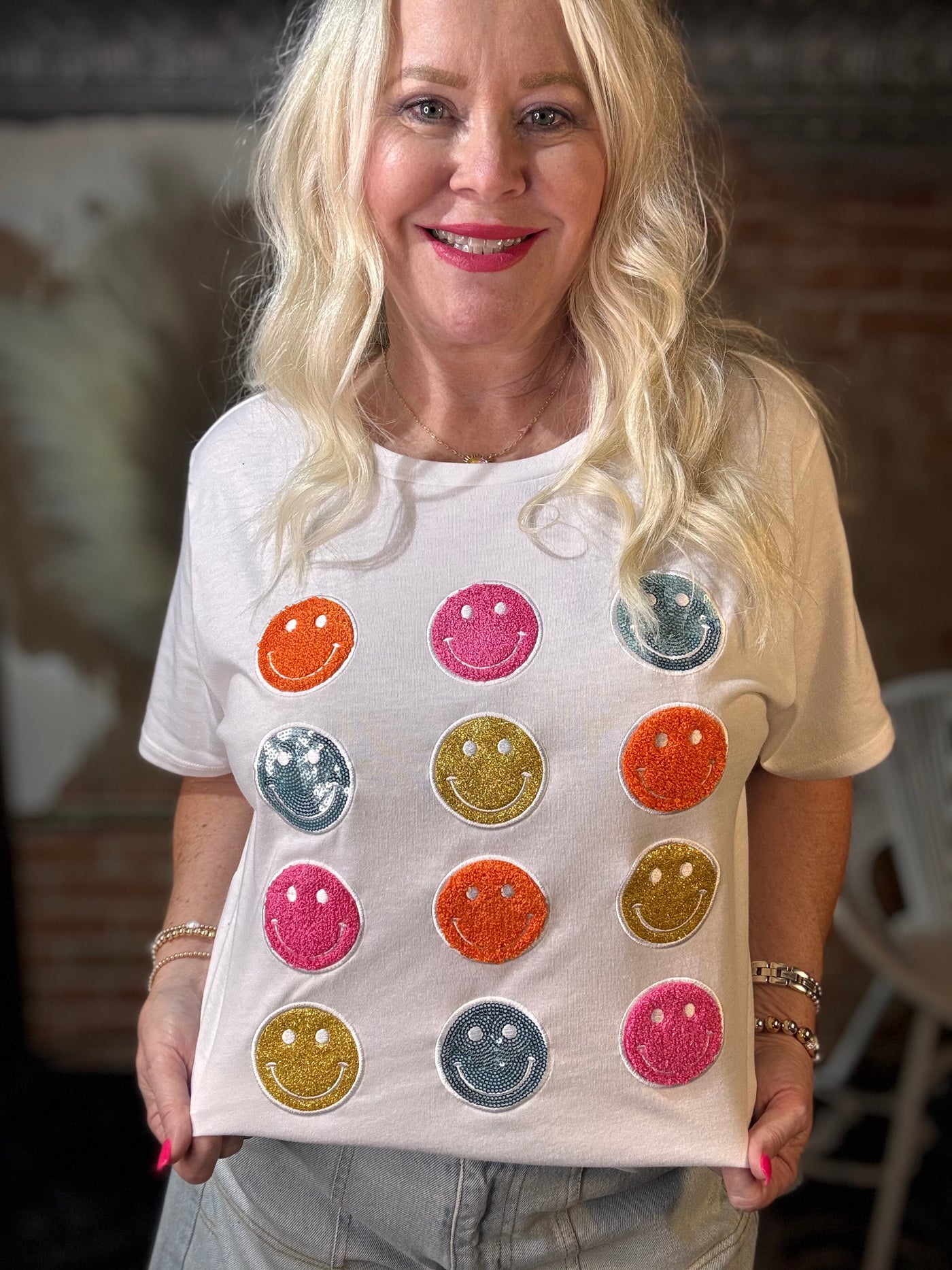 All Smiles Crewneck Tee-Tops-Jane Marie-Market Street Nest, Fashionable Clothing, Shoes and Home Décor Located in Mabank, TX