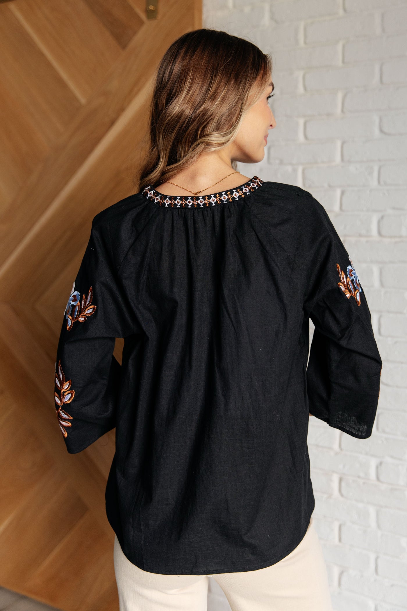 All In Me Embroidered V-Neck Blouse-Blouses-Ave Shops-Market Street Nest, Fashionable Clothing, Shoes and Home Décor Located in Mabank, TX