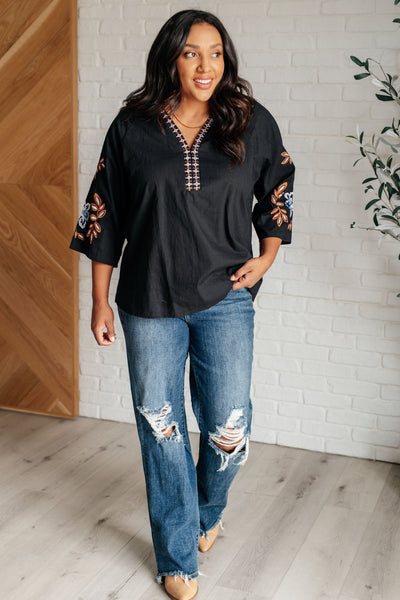 All In Me Embroidered V-Neck Blouse-Blouses-Ave Shops-Market Street Nest, Fashionable Clothing, Shoes and Home Décor Located in Mabank, TX