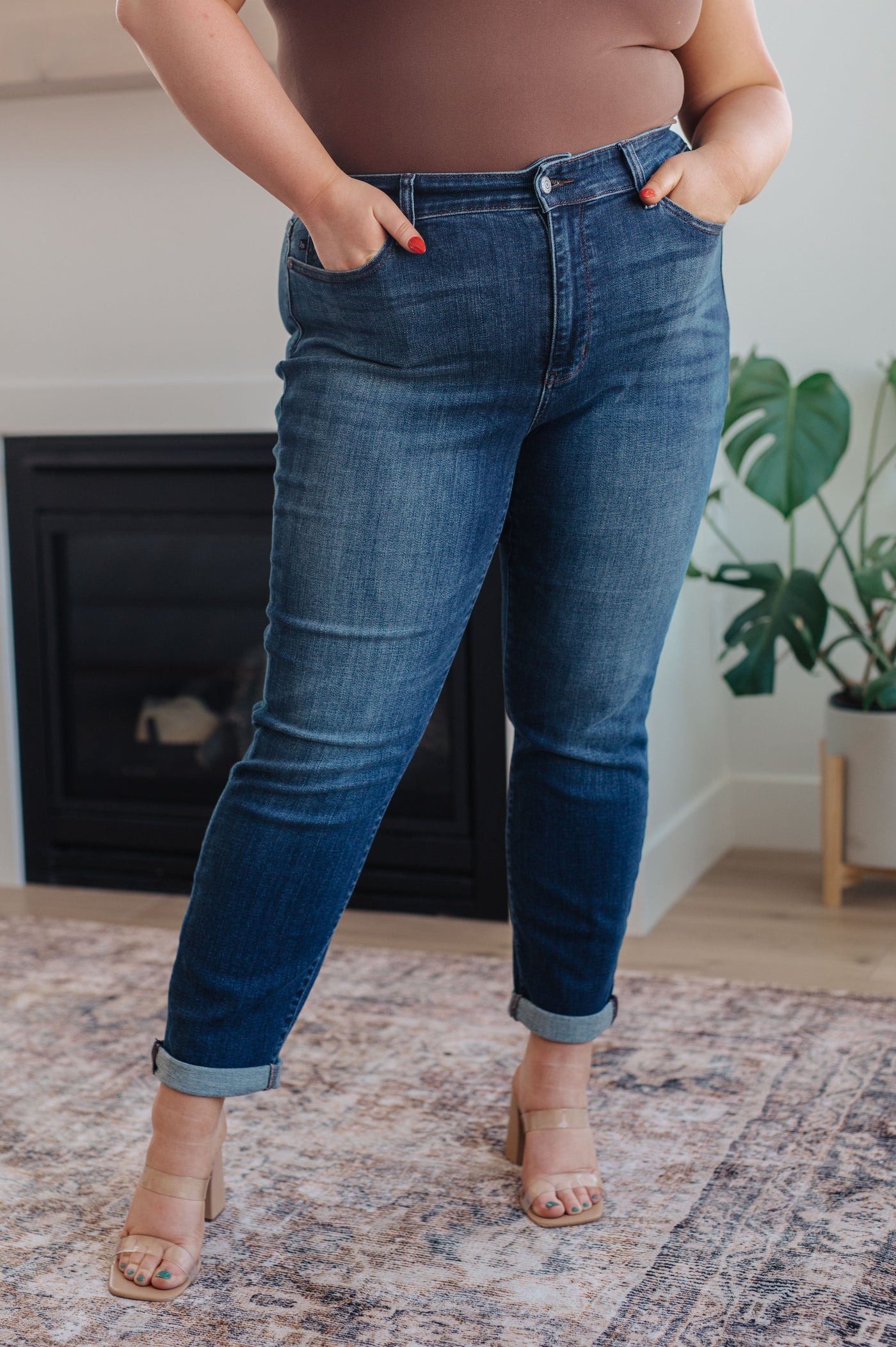 Amber Cuffed Slim Fit Dark Wash Jeans-Womens-Ave Shops-Market Street Nest, Fashionable Clothing, Shoes and Home Décor Located in Mabank, TX