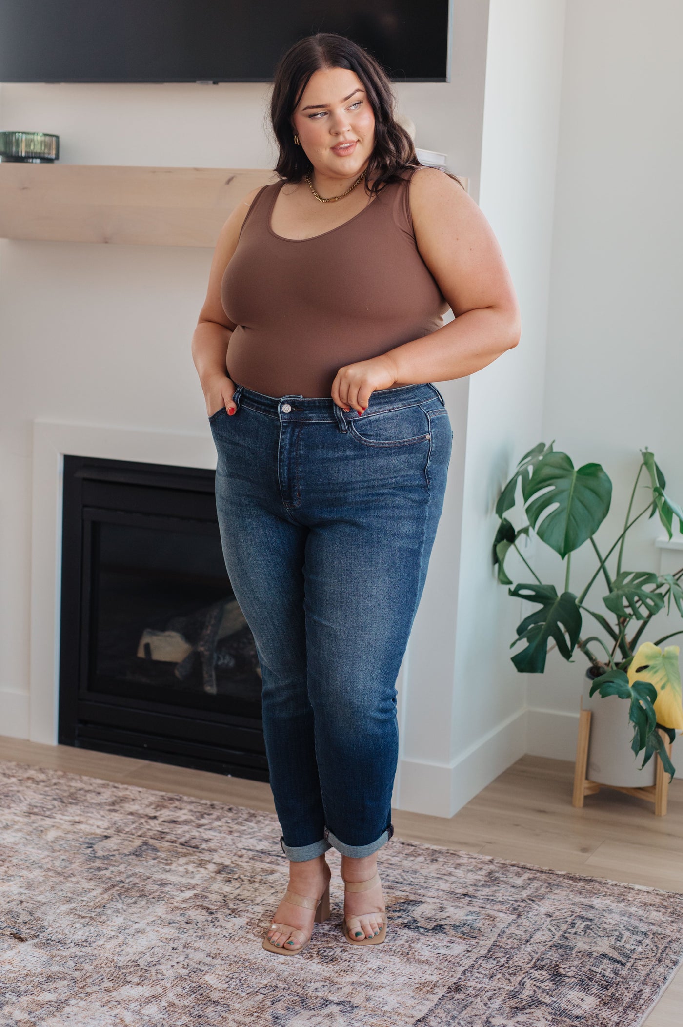 Amber Cuffed Slim Fit Dark Wash Jeans-Womens-Ave Shops-Market Street Nest, Fashionable Clothing, Shoes and Home Décor Located in Mabank, TX