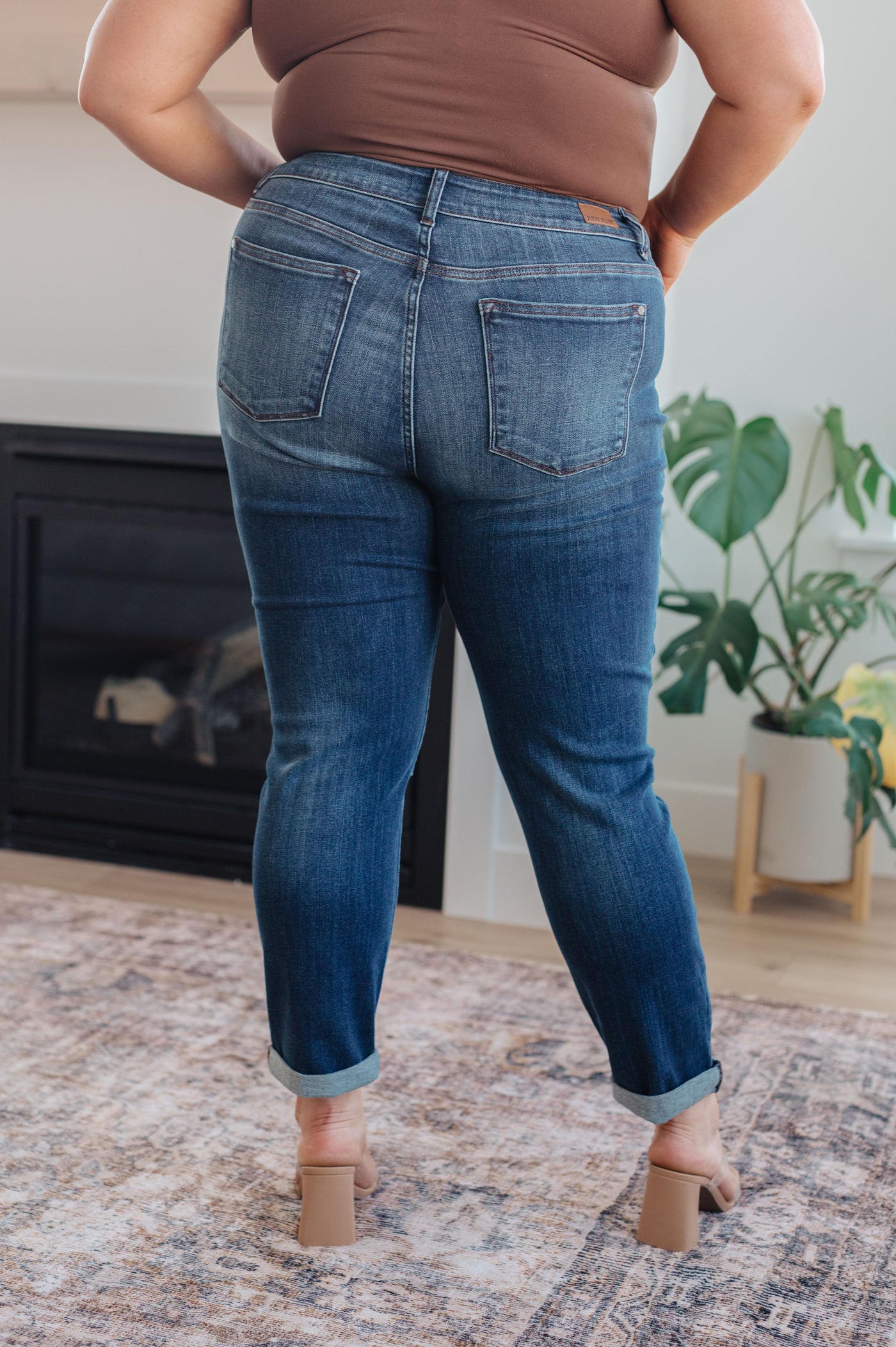 Amber Cuffed Slim Fit Dark Wash Jeans-Womens-Ave Shops-Market Street Nest, Fashionable Clothing, Shoes and Home Décor Located in Mabank, TX