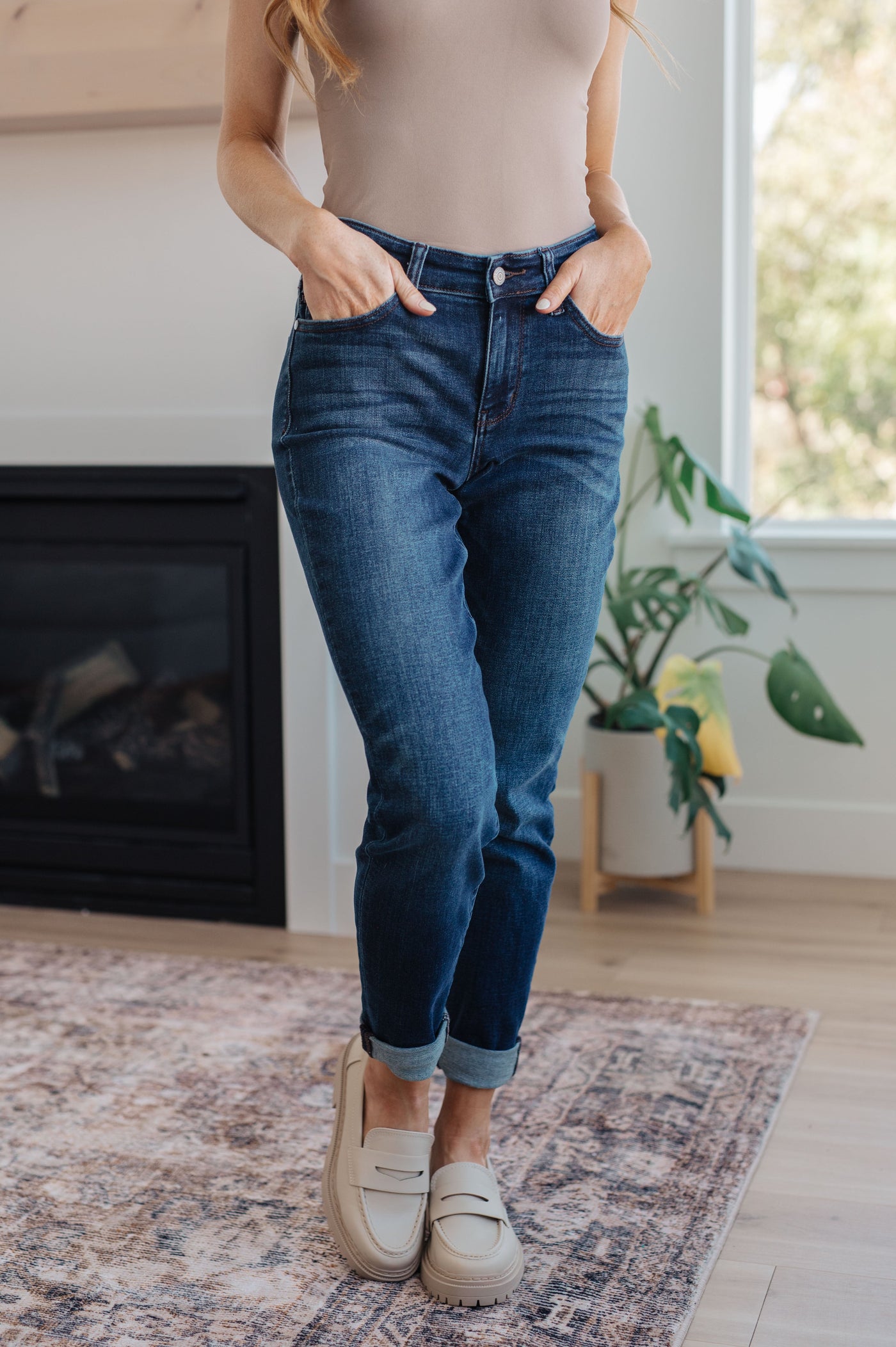 Amber Cuffed Slim Fit Dark Wash Jeans-Womens-Ave Shops-Market Street Nest, Fashionable Clothing, Shoes and Home Décor Located in Mabank, TX