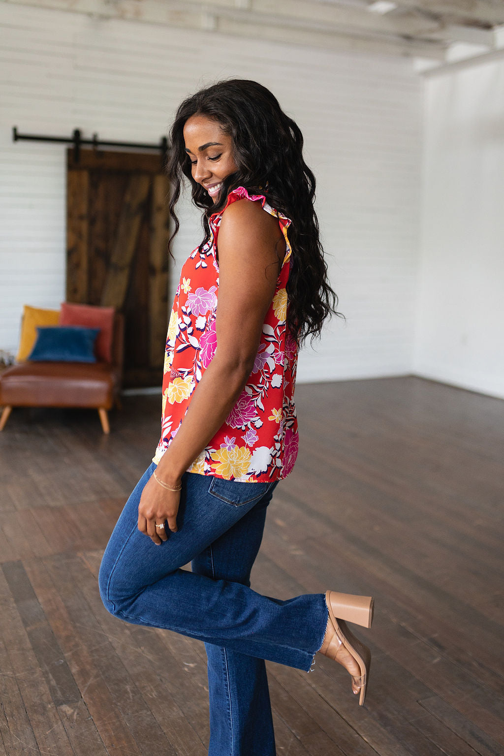 Among The Flowers Floral Top-Tops-Ave Shops-Market Street Nest, Fashionable Clothing, Shoes and Home Décor Located in Mabank, TX