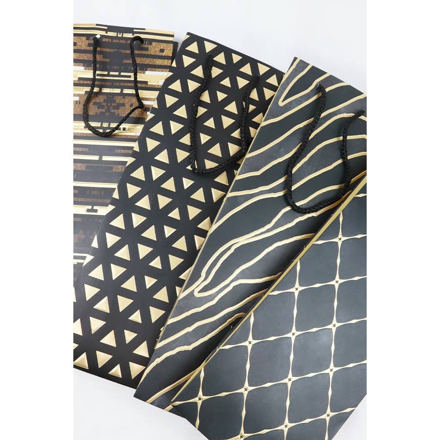 Assorted Gold Pattern Wine Gift Bag-Love and Repeat-Market Street Nest, Fashionable Clothing, Shoes and Home Décor Located in Mabank, TX