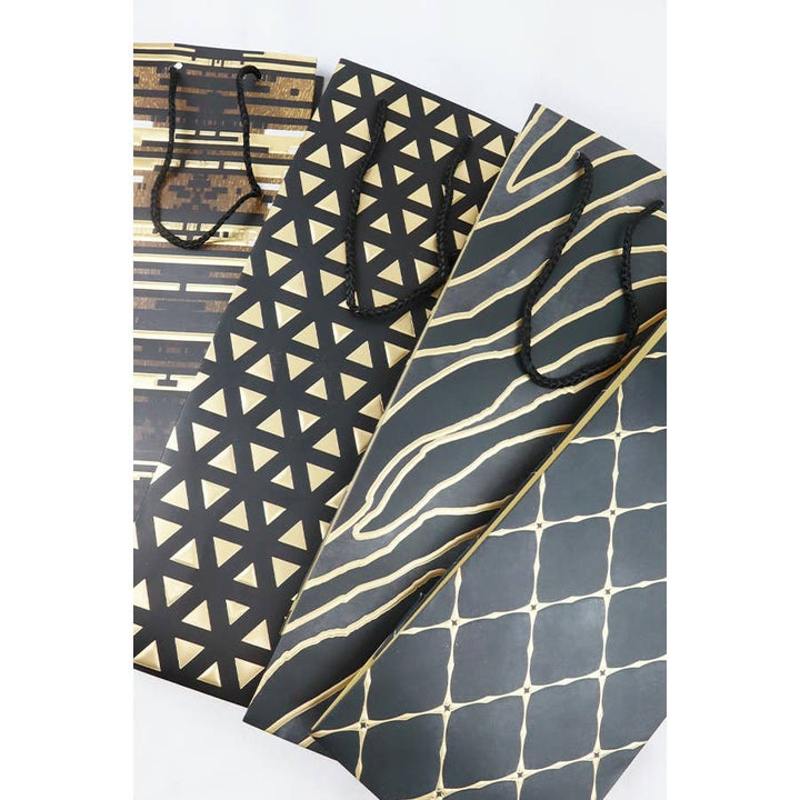 Assorted Gold Pattern Wine Gift Bag-Love and Repeat-Market Street Nest, Fashionable Clothing, Shoes and Home Décor Located in Mabank, TX