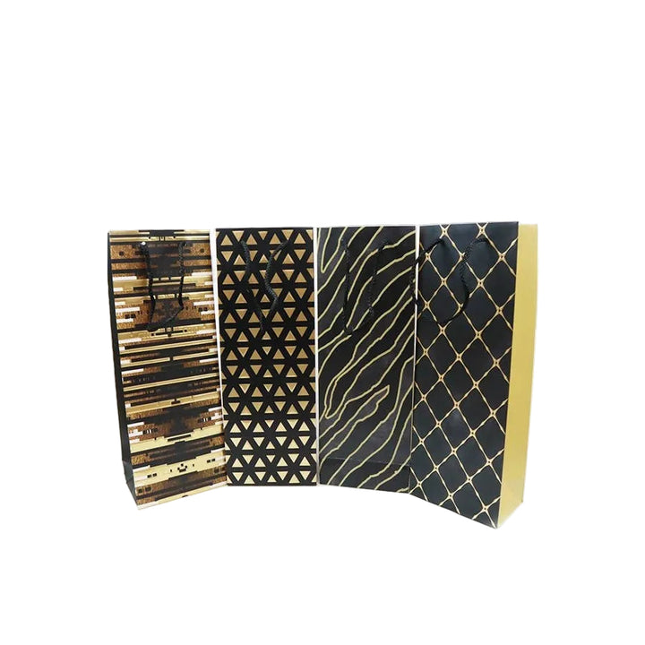 Assorted Gold Pattern Wine Gift Bag-Love and Repeat-Market Street Nest, Fashionable Clothing, Shoes and Home Décor Located in Mabank, TX