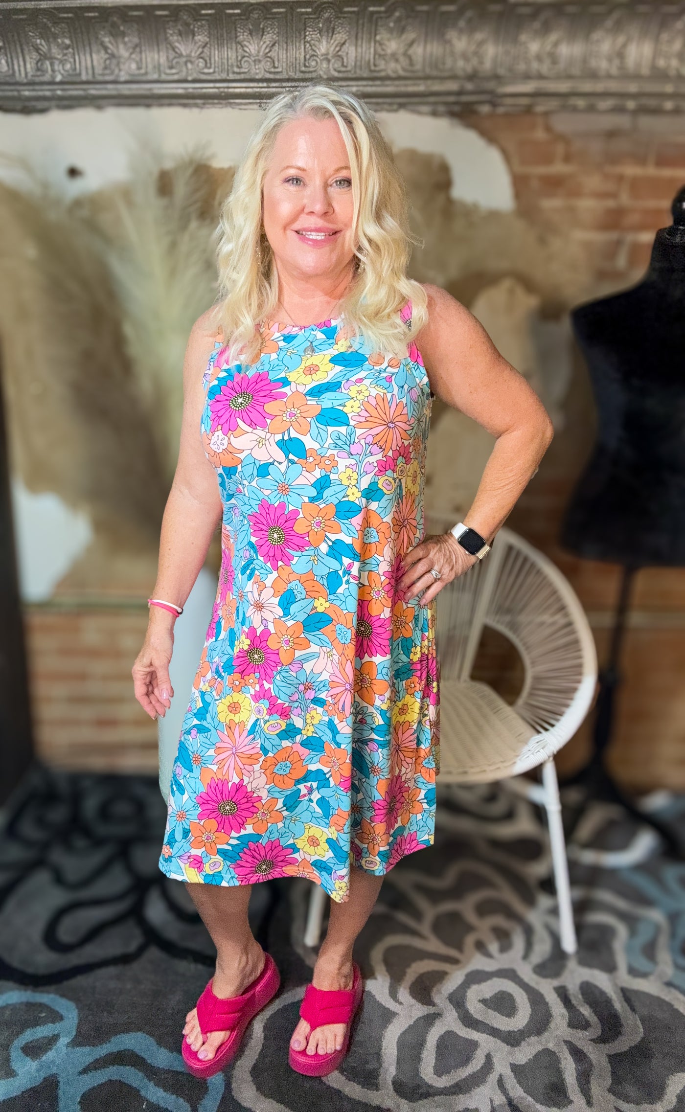 Summer Garden Sleeveless Swing Dress-Dresses-Ave Shops-Market Street Nest, Fashionable Clothing, Shoes and Home Décor Located in Mabank, TX