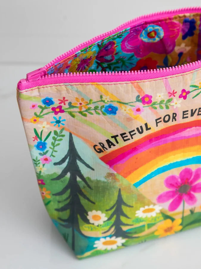 Natural Life Recycled Reversible Zipper Pouch - Grateful-03-Home & Gift-Natural Life-Market Street Nest, Fashionable Clothing, Shoes and Home Décor Located in Mabank, TX