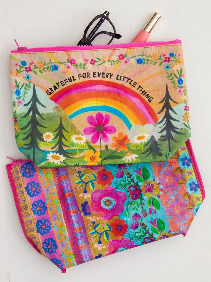 Natural Life Recycled Reversible Zipper Pouch - Grateful-03-Home &amp; Gift-Natural Life-Market Street Nest, Fashionable Clothing, Shoes and Home Décor Located in Mabank, TX