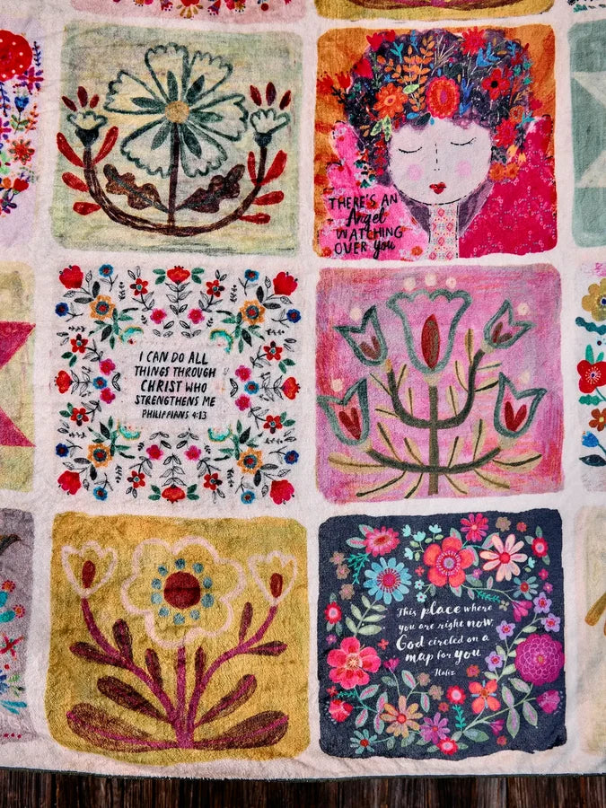 Natural Life XL Double-Sided Cozy Blanket - Folk Quilt Patchwork Blessings-03-Home &amp; Gift-Natural Life-Market Street Nest, Fashionable Clothing, Shoes and Home Décor Located in Mabank, TX
