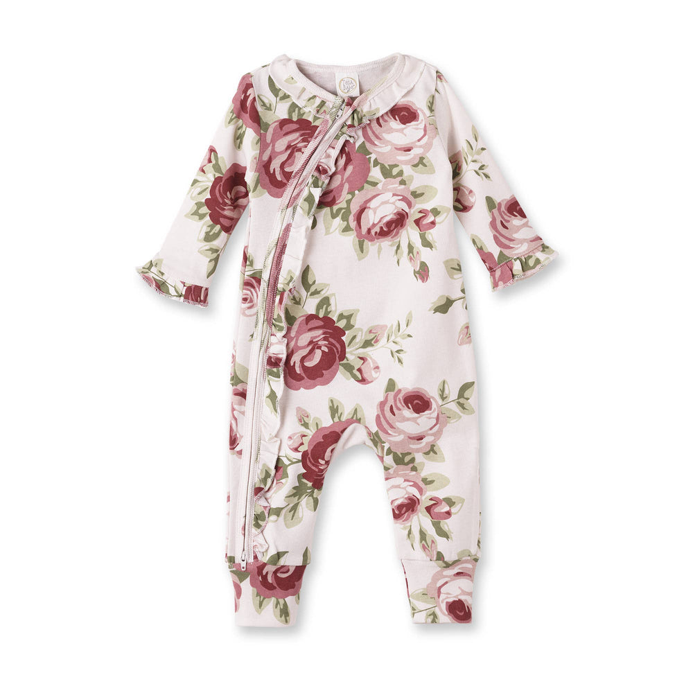 Baby Girl's Cabbage Rose Cotton Zippered Romper-Tesa Babe-Market Street Nest, Fashionable Clothing, Shoes and Home Décor Located in Mabank, TX