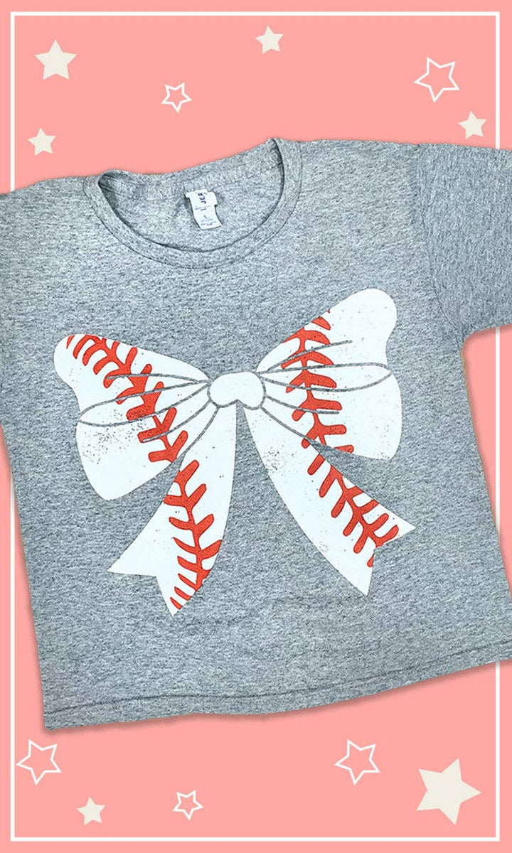 Baseball Bow Youth Graphic Shirt-Sugar Stitch-Market Street Nest, Fashionable Clothing, Shoes and Home Décor Located in Mabank, TX