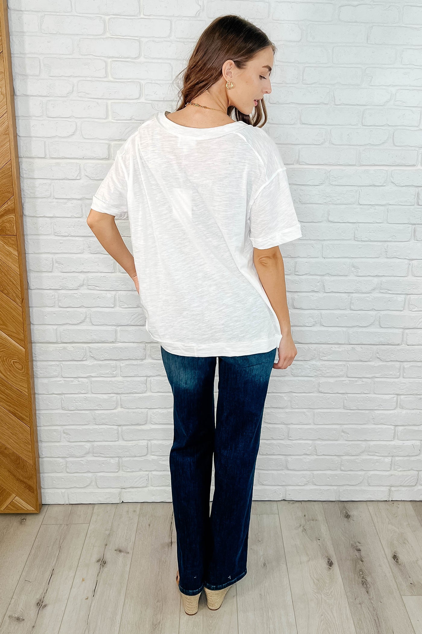 Basic Instinct Drop Shoulder V-Neck Tee in Ivory-Womens-Ave Shops-Market Street Nest, Fashionable Clothing, Shoes and Home Décor Located in Mabank, TX