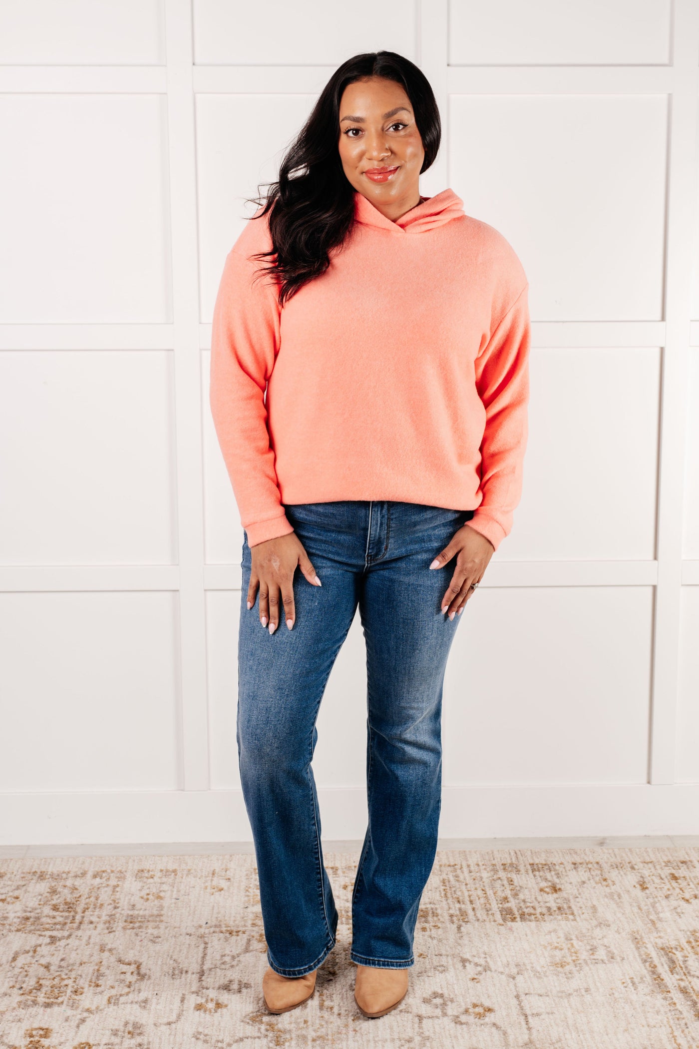 Basically My Favorite Hooded Pullover in Coral-Tops-Ave Shops-Market Street Nest, Fashionable Clothing, Shoes and Home Décor Located in Mabank, TX