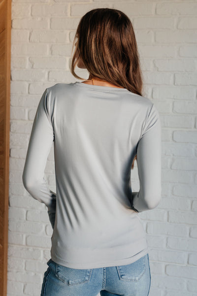 Basically Perfect Brushed Microfiber Tee in Light Grey-Tops-Ave Shops-Market Street Nest, Fashionable Clothing, Shoes and Home Décor Located in Mabank, TX