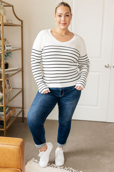 Be Still V-Neck Striped Sweater-Tops-Ave Shops-Market Street Nest, Fashionable Clothing, Shoes and Home Décor Located in Mabank, TX