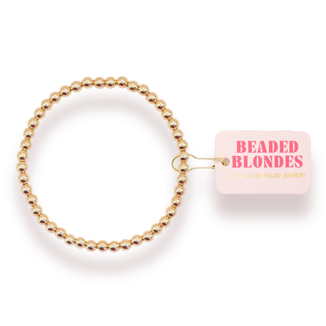 4MM Gold Beaded Bracelet-Beaded Blondes-Market Street Nest, Fashionable Clothing, Shoes and Home Décor Located in Mabank, TX