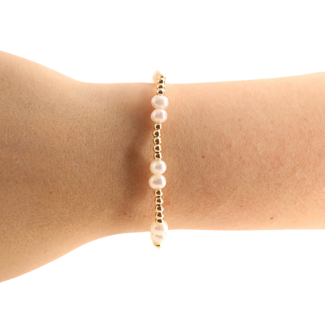 Coastal Pearl Bracelet in Gold-Beaded Blondes-Market Street Nest, Fashionable Clothing, Shoes and Home Décor Located in Mabank, TX