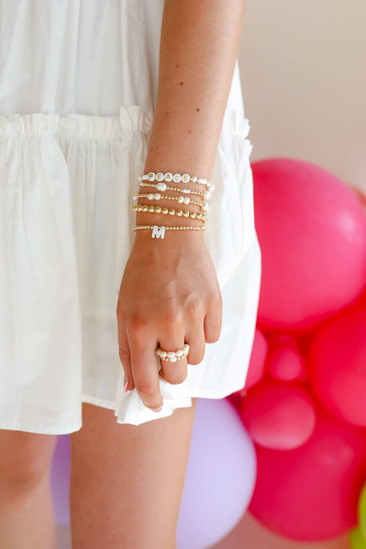 Coastal Pearl Bracelet in Gold-Beaded Blondes-Market Street Nest, Fashionable Clothing, Shoes and Home Décor Located in Mabank, TX