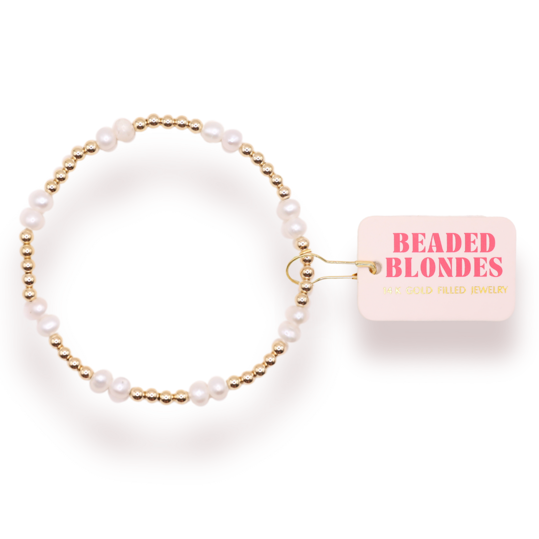 Coastal Pearl Bracelet in Gold-Beaded Blondes-Market Street Nest, Fashionable Clothing, Shoes and Home Décor Located in Mabank, TX