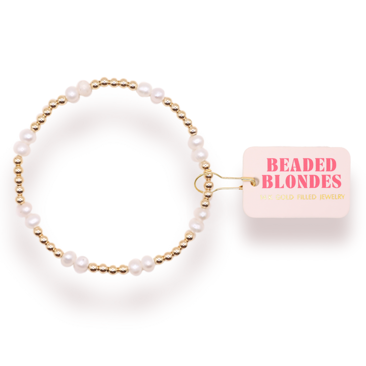 Coastal Pearl Bracelet in Gold-Beaded Blondes-Market Street Nest, Fashionable Clothing, Shoes and Home Décor Located in Mabank, TX