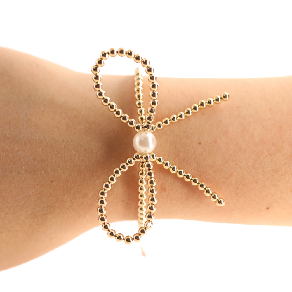 Gold Bow Bracelet-Beaded Blondes-Market Street Nest, Fashionable Clothing, Shoes and Home Décor Located in Mabank, TX