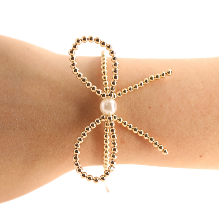 Gold Bow Bracelet-Beaded Blondes-Market Street Nest, Fashionable Clothing, Shoes and Home Décor Located in Mabank, TX