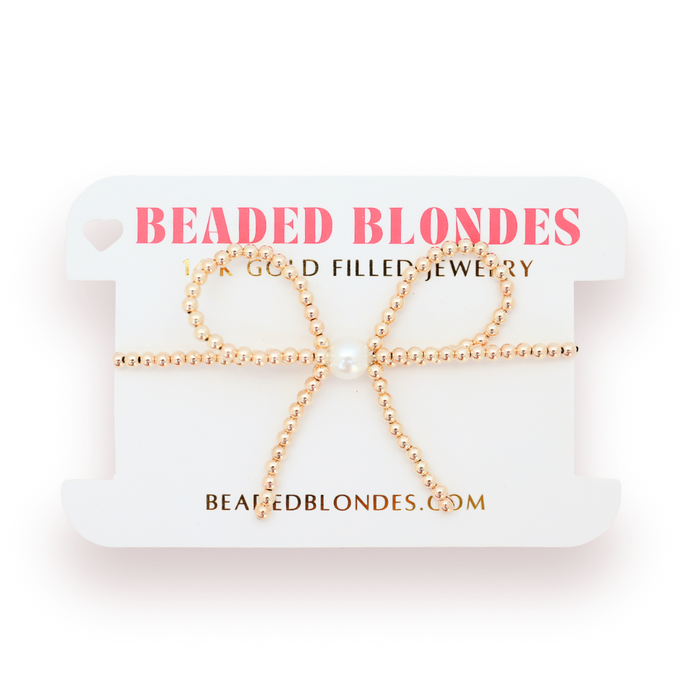 Gold Bow Bracelet-Beaded Blondes-Market Street Nest, Fashionable Clothing, Shoes and Home Décor Located in Mabank, TX
