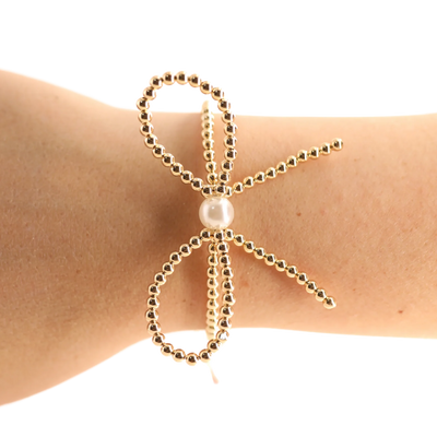 Beaded Blondes Gold Bow Bracelet-Bracelets-Beaded Blondes-Market Street Nest, Fashionable Clothing, Shoes and Home Décor Located in Mabank, TX