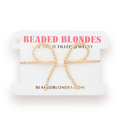 Beaded Blondes Gold Bow Bracelet-Bracelets-Beaded Blondes-Market Street Nest, Fashionable Clothing, Shoes and Home Décor Located in Mabank, TX