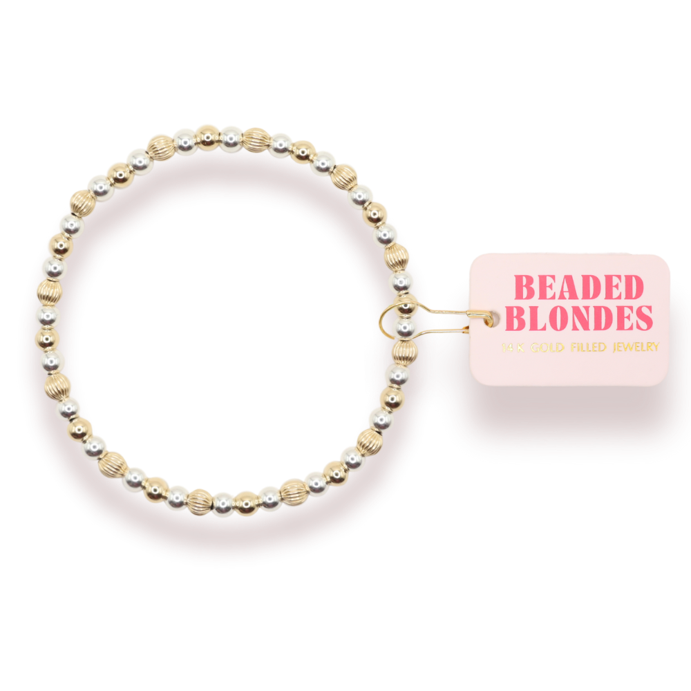 Haven Mixed Metal Fluted Bracelet-Beaded Blondes-Market Street Nest, Fashionable Clothing, Shoes and Home Décor Located in Mabank, TX